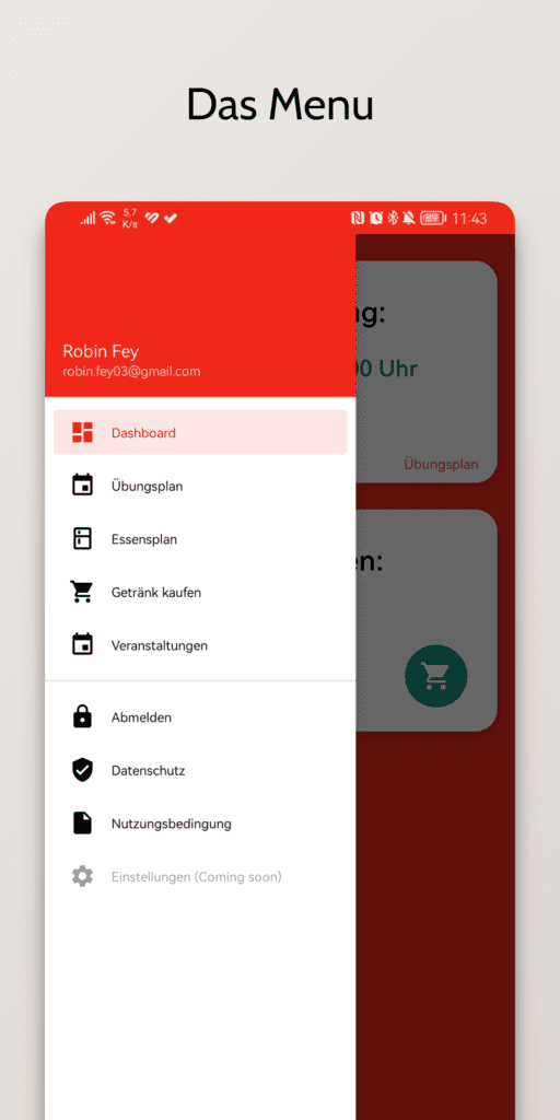 menu der Feuerwehr App